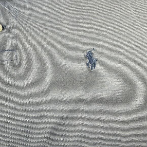 Polo Ralph Lauren Shirt Mens Large Blue‎ Striped Classic Fit Polo Rugby Preppy - Picture 2 of 8